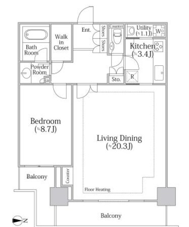 河田町ガーデン クラブフロアの物件間取画像